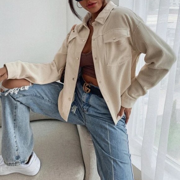 CORDUROY BUTTON DOWN JACKET FALL WINTER STATEMENT - Picture 2 of 7